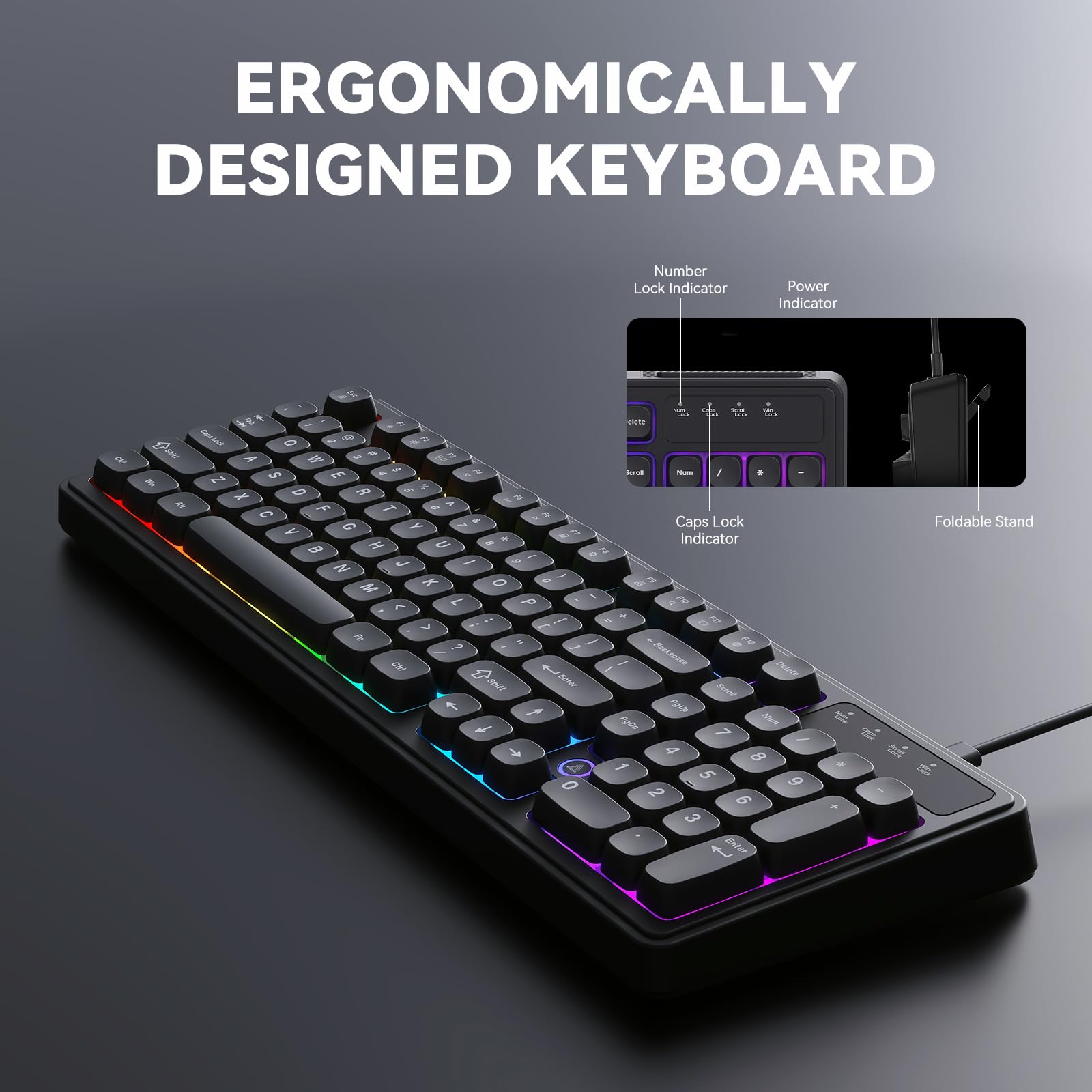 ❤️acca Ajazz AF98 Wired Office Keyboard, Ergonomic, RGB Lighting